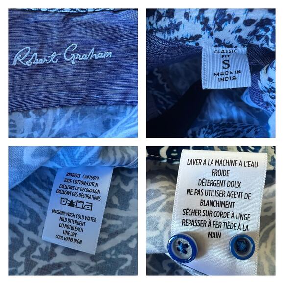 Robert Graham Arches Long Sleeve Button Down Woven Paisley Shirt Men Size S - Picture 6 of 8